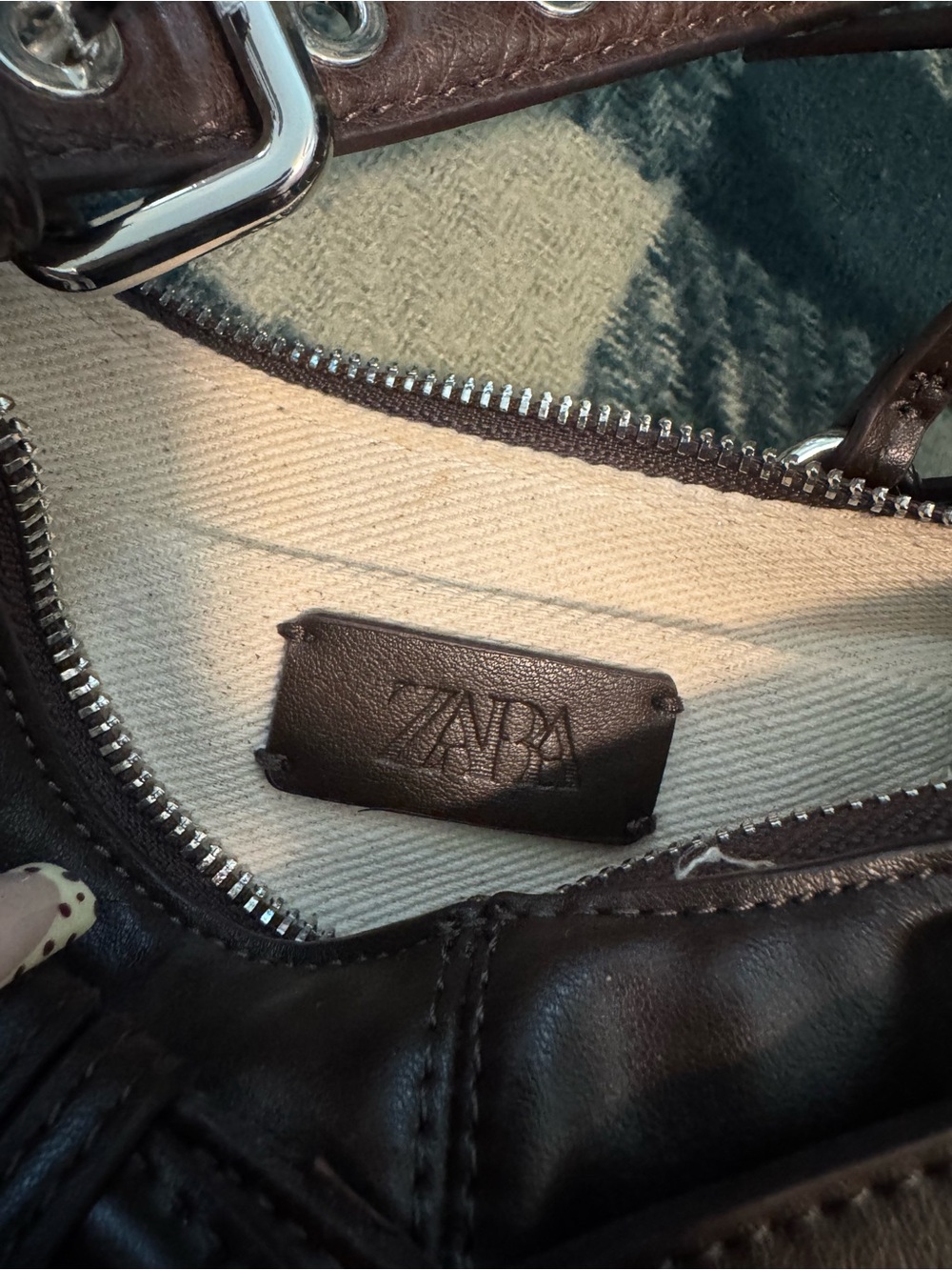 Zara Dark Brown Buckled Shoulder Bag - Picture 3 of 4